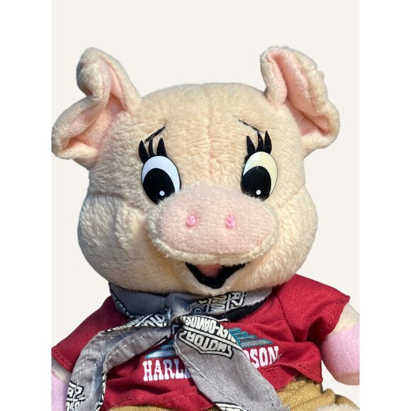 Harley-Davidson Pig Hog Plush Toy With Red Shirt & Bandana - Picture 2 of 13